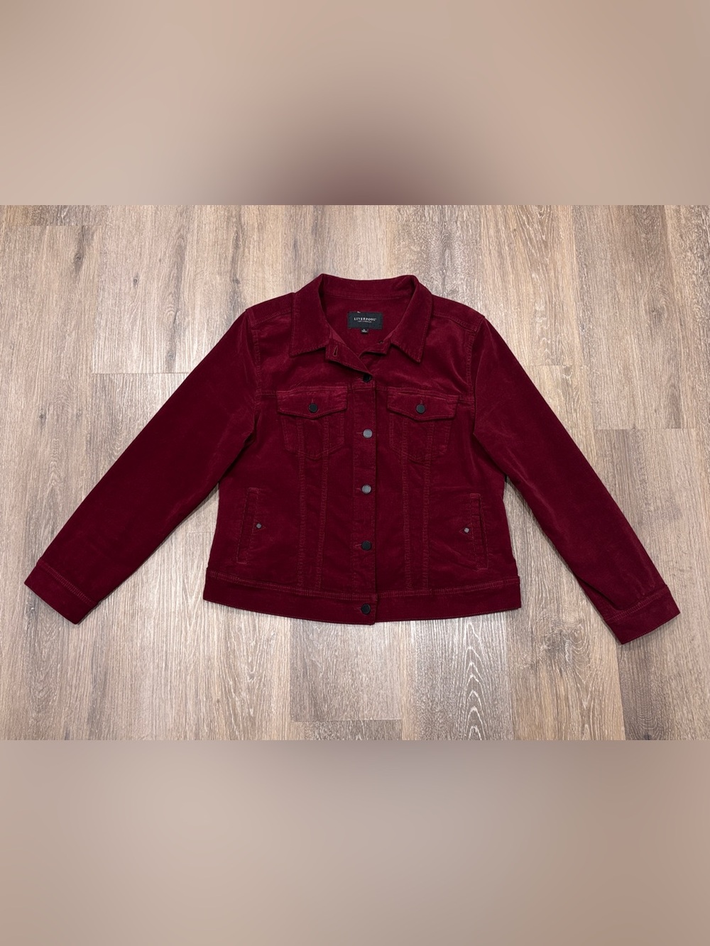 Liverpool Corduroy Trucker Jacket Burgundy Red Womens XL